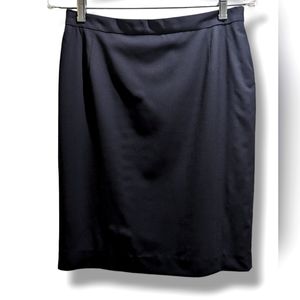 Escada Luxury Black Knee Length Work Office Wool Straight Skirt- 40 (EU)